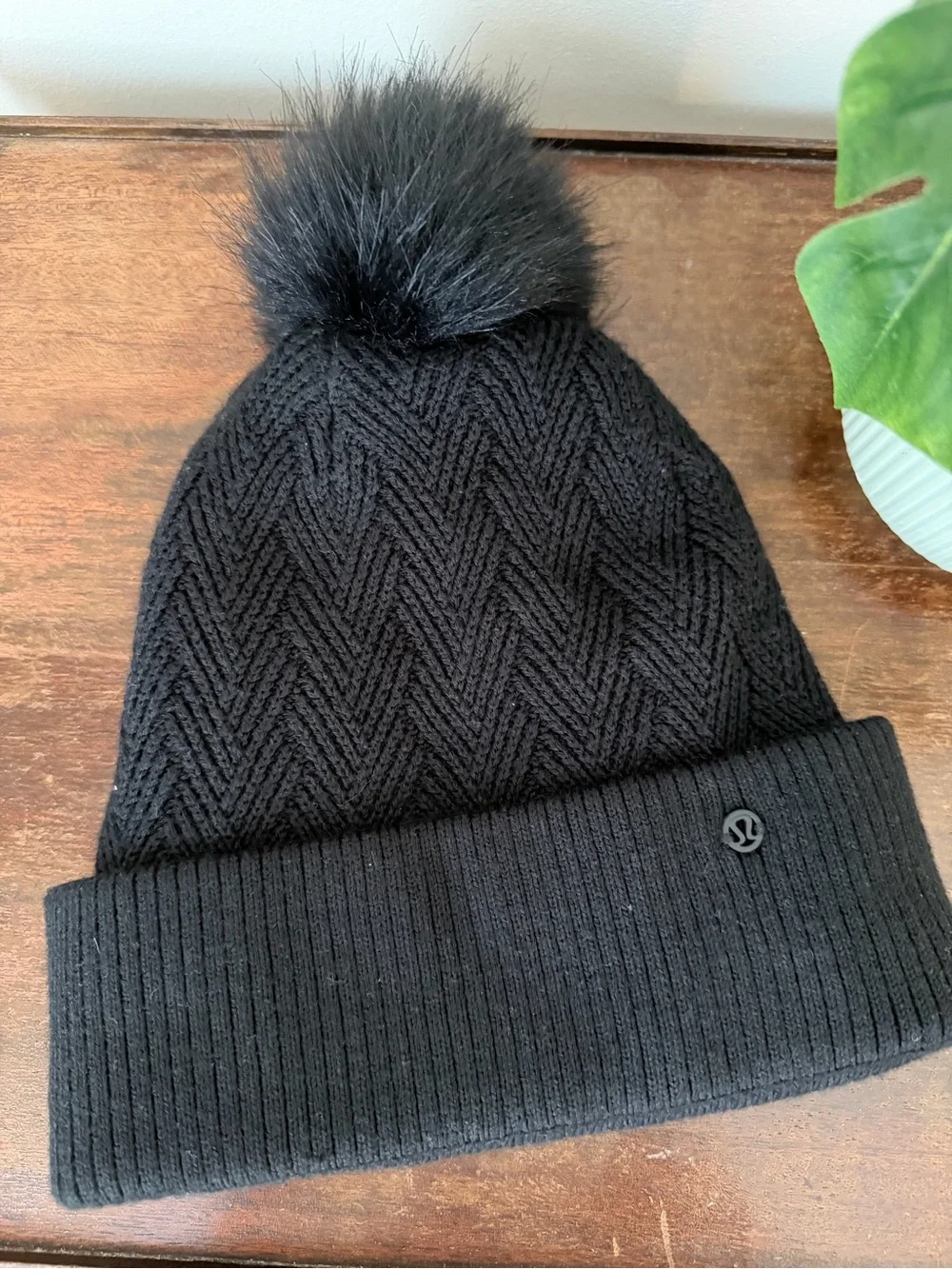 lululemon athletica Black Pom Knit Beanie